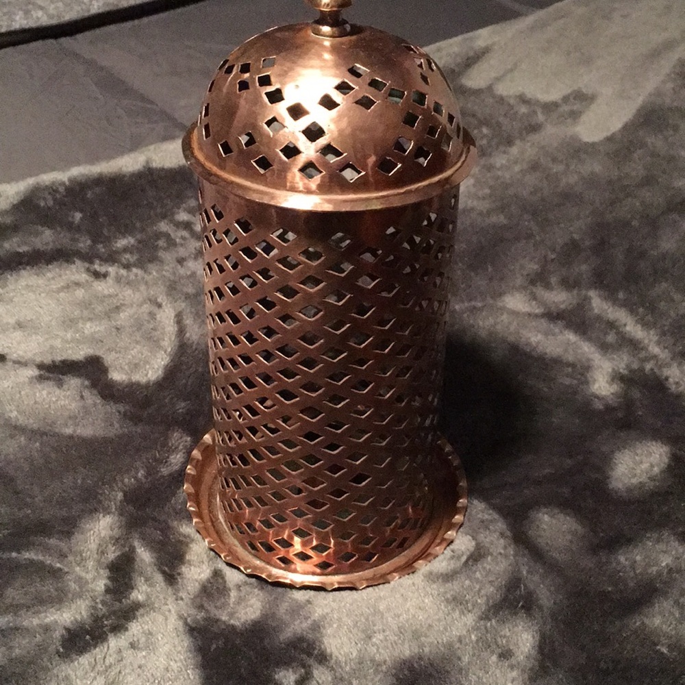 Antique SOLID COPPER candle holder!